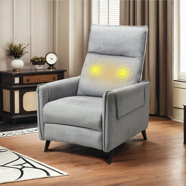 FlexiSpot Massage Push Back Recliner Chair for Living Room, Single Reclining Sofa Chair,Width 22",Small Recliners for Small Spaces,Comfortable flannel fabric with a lustrous feel,Gray