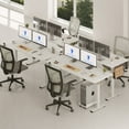 thumbnail image 1 of FLEXISPOT 63 x 32 Inch Large Standing Desk, Stand Up Desk with Splice Board, Rising Desks for Home Office, Office Desk with Cup Holder and Headphone Hook, 63'' x 32'', White, 1 of 7