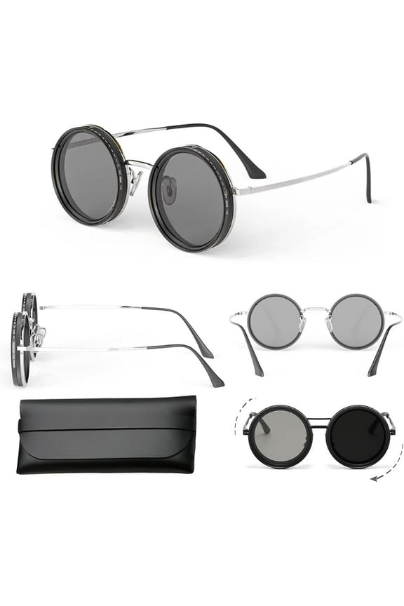 FlexiTint 1-9 Smart-Tint Sunglasses - Polarized Lenses with Adjustable Darkness for Sun & Cloud - Retro Aviator Style Polarized Sunglasses for Driving, Fishing