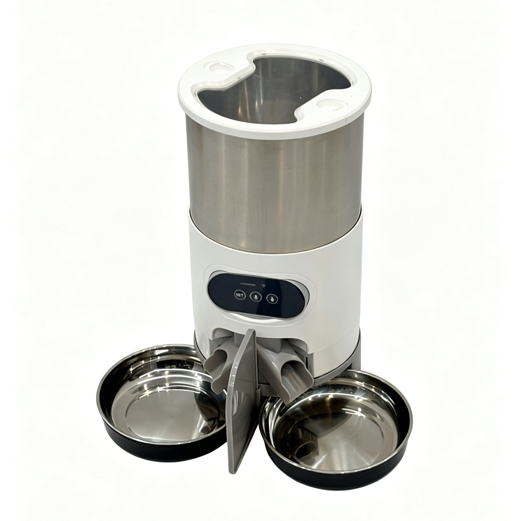 FlexiTrio Pet Feeder Cat And Dog Food Automatic Dispenser for Small And Medium-Sized Cats And Dogs Feeding Stainless Steel Double Bowl Pet Cat And Dog Feeder Easy to Clean