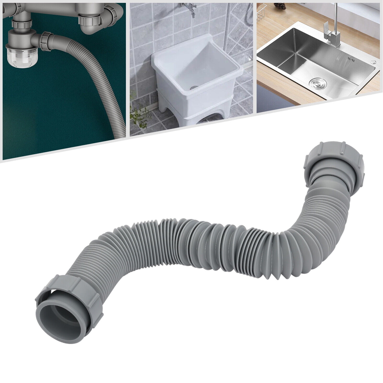 Flexible 1-1/2 P-Trap Pipe Expandable Drain Sink Tube for Restaurant &  Kitchens 