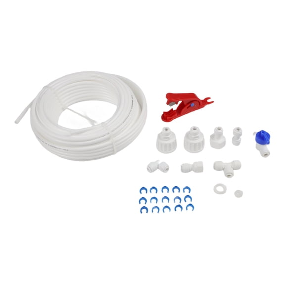 Flexible 1/4 Inch Water Pipe Fittings Kit For RO Filter, Refrigerator, Ice Maker; Quick Connect Hose With Valve, 20M Length, 4Mm ID X 6.3mm OD, White