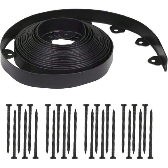 Flexible 1.5-Inch by 20-Foot No-Dig Landscape Edging Kit with 24 Ground Stakes for Garden Borders, Mulch Beds, Pathways, and Paver Edges