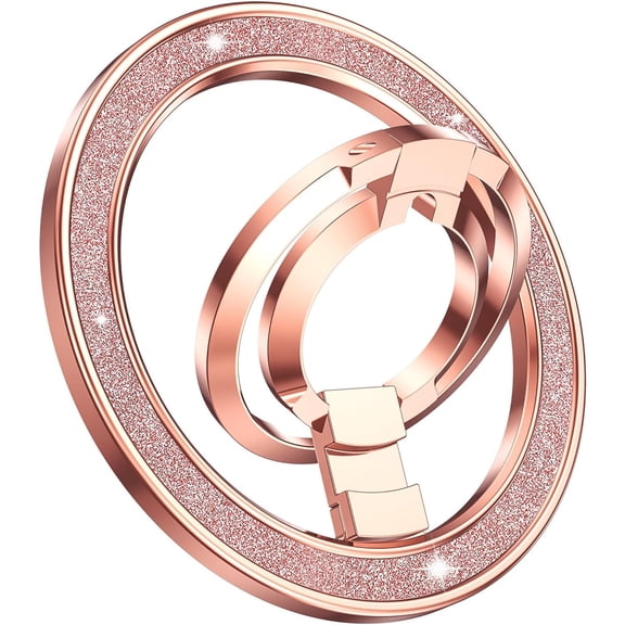 (Flexible 360 Rotation) Ijhsc Magnetic Phone Ring for MagSafe Grip [Super Magnet] Stylish Ring Holder Stand, Mag Safe Accessories for iPhone 17 16 15 14 Pro Max Plus Air, Rose Gold