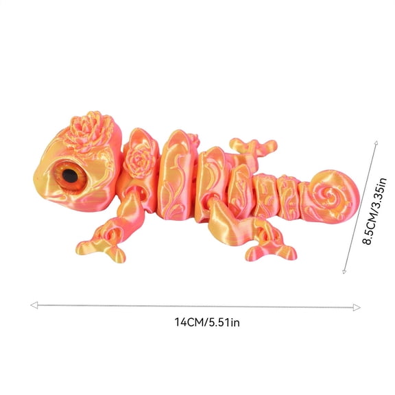 Flexible 3D Printed Chameleon Sculpture Purple Pink Gradient Articulated Animal Model for Office and Home Decoration