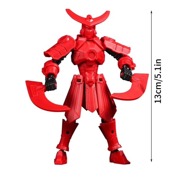 Flexible 3D Printed Mechanical Figure with Weapons and Hands Light Blue Joint Movable Robot Sculpture for Collectors and Creative Decor Enthusiasts