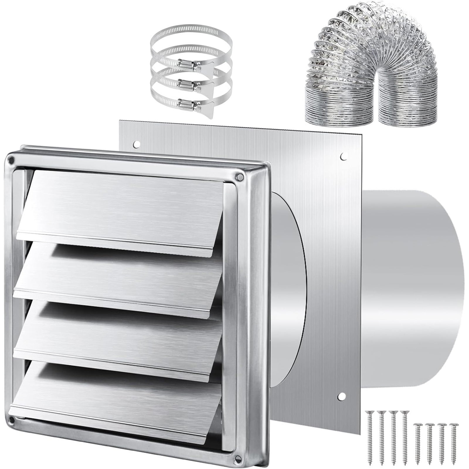 Flexible 4Inch Dryer Vent Wall Duct Kits Dryers Vent Connectors Wall Plate With Hose for Air Circulation