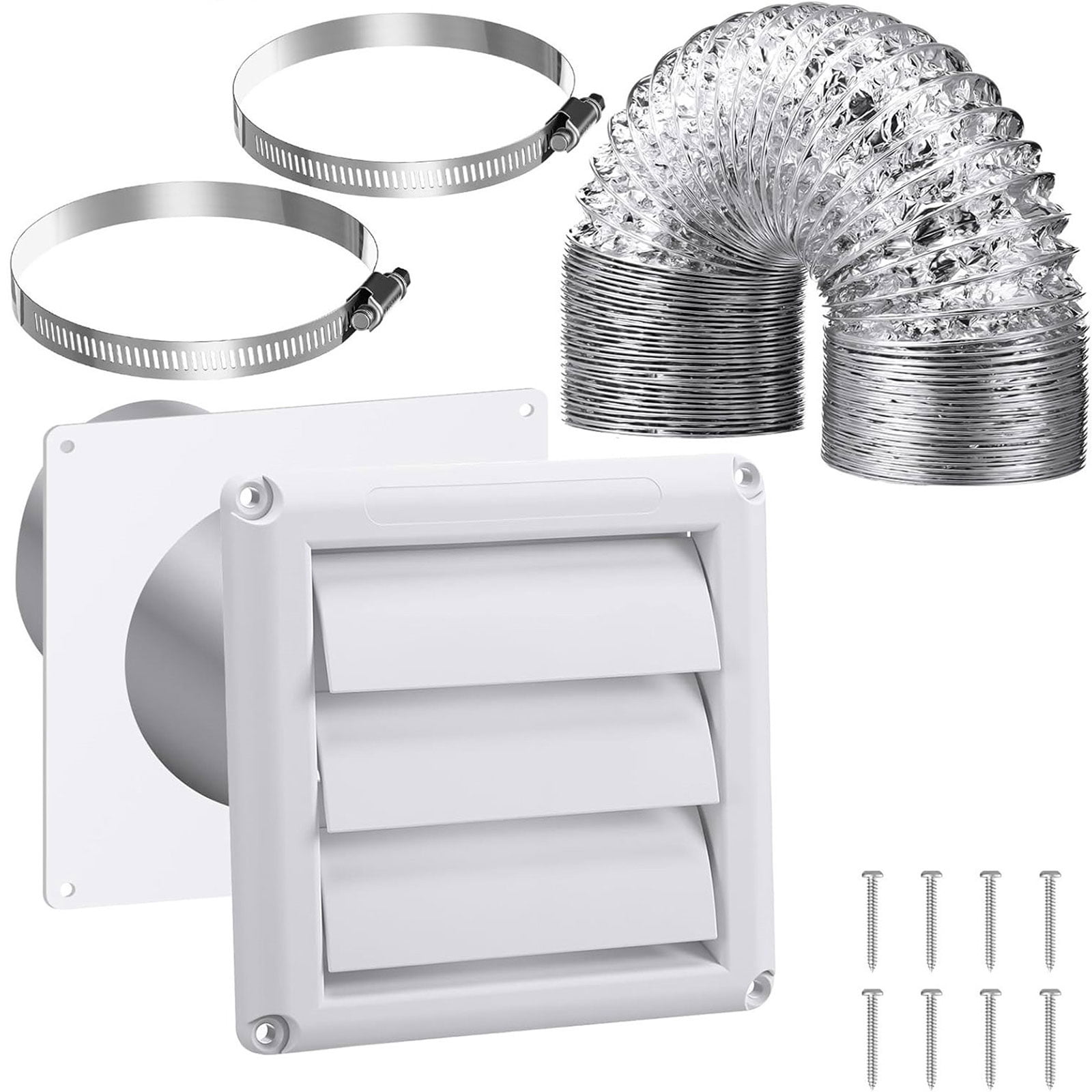 Flexible 4Inch Dryer Vent Wall Duct Kits Dryers Vent Connectors Wall Plate With Hose for Air Circulation