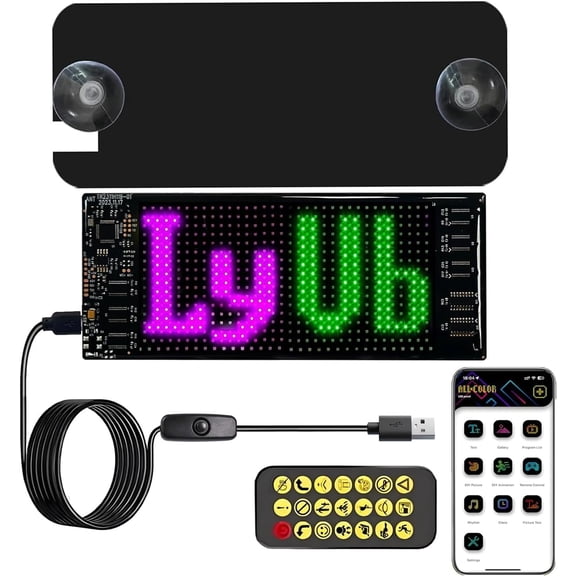 Flexible 7x3''   Sign -  APP Control, 5V DIY and Text Programmable Animated Signs Matrix Panel,Scrolling Display for Parties, Weddings,,Window Ads