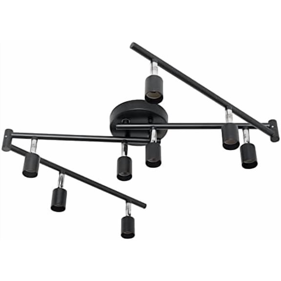 Flexible 8-Light Track Lighting Fixture Ceiling, LED Black Track Lights with Swing Arm, Foldable Ceiling Spotlight for Kitchen, Gallery, Dining Room, Bedroom GU10 (Bulbs NOT Include)