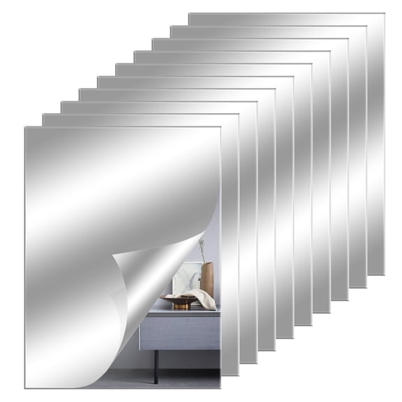 Flexible Acrylic Mirror Sheets, Self-Adhesive Cuttable Square Mirror Stickers, Shatterproof Non-Glass Safe Reflective Panels for DIY Crafts and Home Wall Decoration