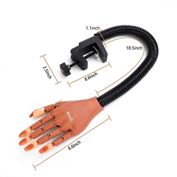 Flexible Acrylic Nail Practice Hand Kit - Movable Mannequin Hand with 300PCS Nail Tips, File, Brush & Clipper