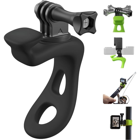 Flexible Action Camera Mount, 360° Rotatable Silicone Strap for Bike Motorcycle, Compatible with DJI Osmo GoPro Insta360 AKASO(Black)