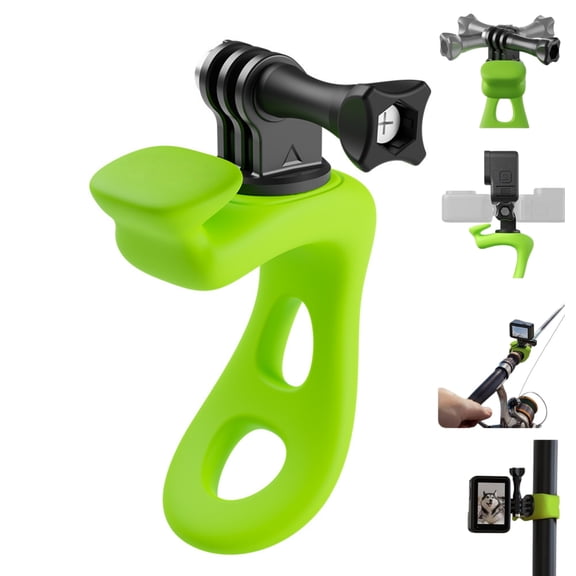 Flexible Action Camera Mount, 360° Rotatable Silicone Strap for Bike Motorcycle, Compatible with DJI Osmo GoPro Insta360 AKASO(Green)
