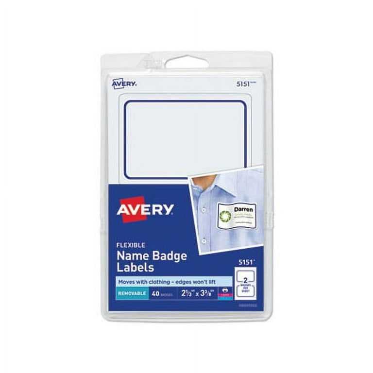 Flexible Adhesive Name Badge Labels 3.38 x 2.33, White/Blue Border, 40/Pack - Walmart.com flexible-adhesive-name-badge-labels-3-38-x-2-33-white-blue-border-40-pack-walmart-com