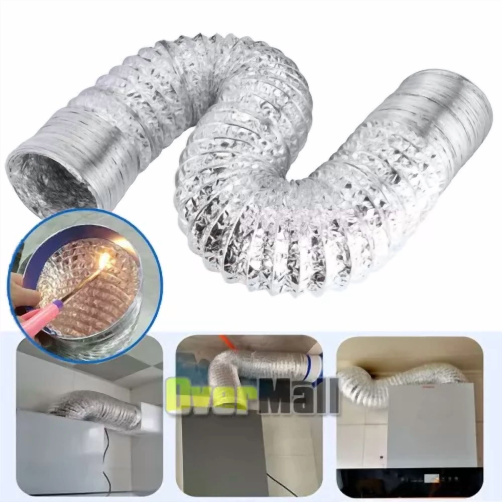 Flexible Aluminum Duct Ducting 4" Inch Dryer Vent Hose For Hvac