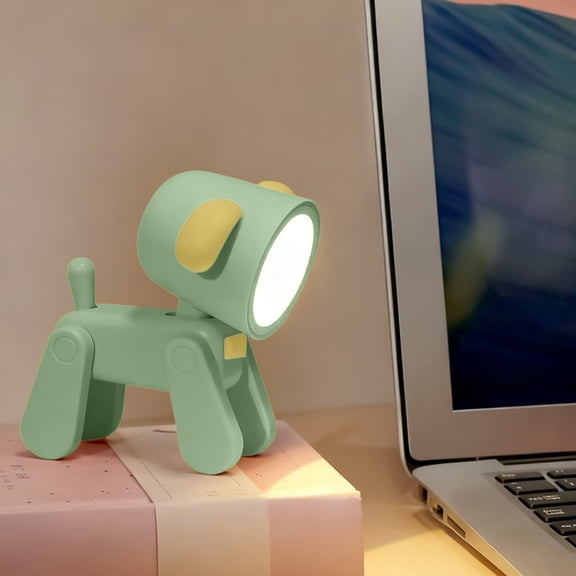 Flexible Animal Night Light, Mini Adjustable Dog Lamp, Portable Desktop Figurine, Warm LED Bedside Ornament, USB Charging Study Light