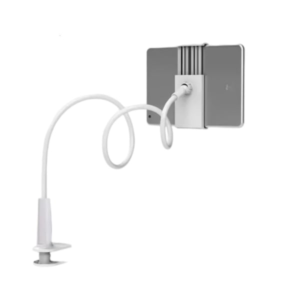 Flexible Arm Tablet Mount Holder for Bed Use with Double Clips for Secure Device Holding and Easy Adjustment