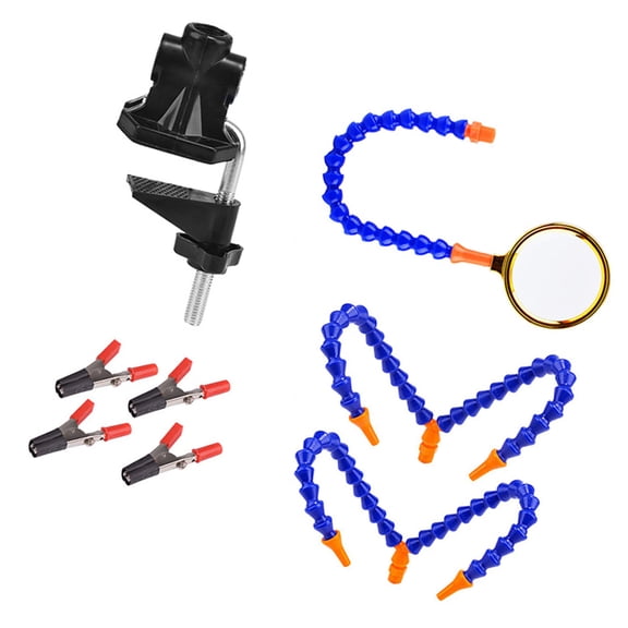 Flexible Arms Clip Soldering Helping Hand Third Hand Holder 5 Arms Adjustable Soldering Clamp Holder Magnifier Welding