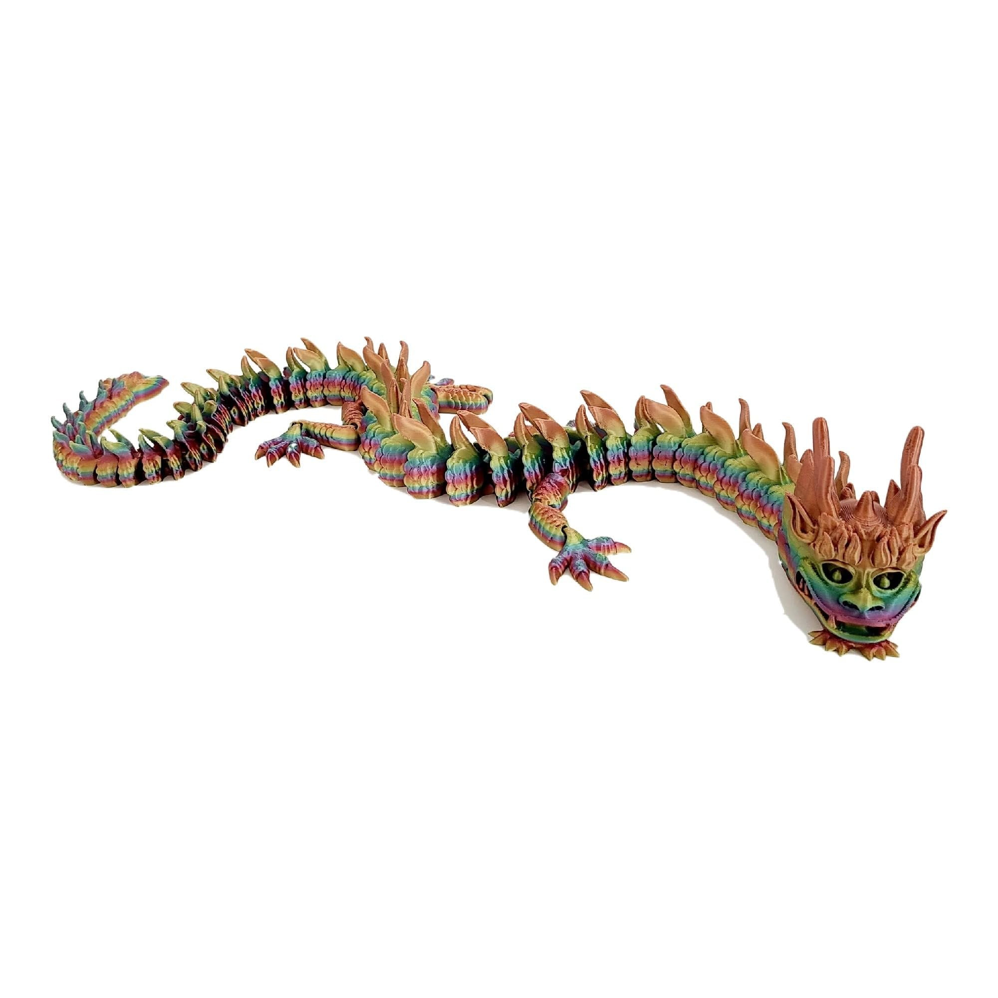 Flexible Articulated Fidget Toys Rainbow, Majestic 24-Inch Rainbow Dragon