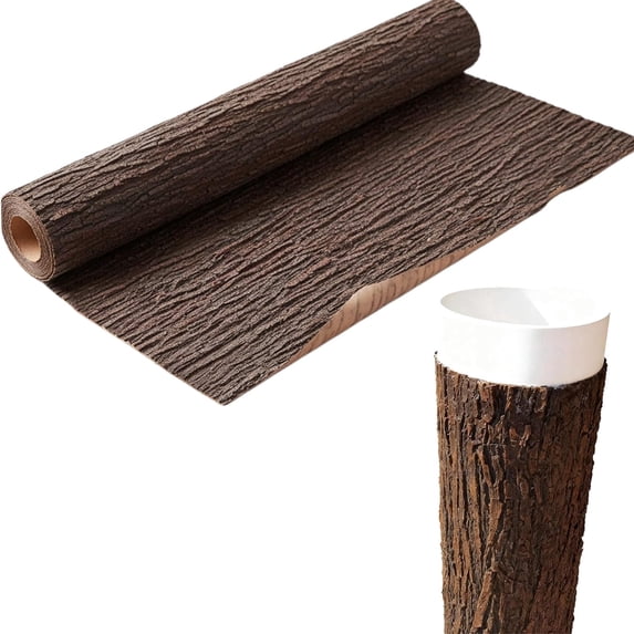 Flexible Artificial Tree Bark, Realistic Silicone Fake Bark for Pillars, Pipes, Poles, Home Garden Landscape Decoration, 15.75 x 39.37 Inch