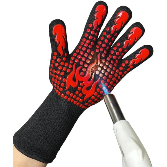 Flexible BBQ Oven Gloves - Heat-Resistant Silicone Non-Slip Cooking Gloves, Insulated, Flame-Retardant and Anti-Scald Protection, for Barbecue, Frying, Baking, Welding, and Cutting