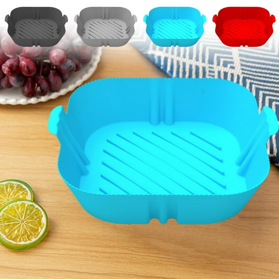 Flexible Baking Pan for Air Fryers & Ovens | Heat Tolerant Nonstick Square Pan | Easy Clean Kitchen Accessory | 7.7 x 7.7 x 2 Inch | Red, Gray, Blue
