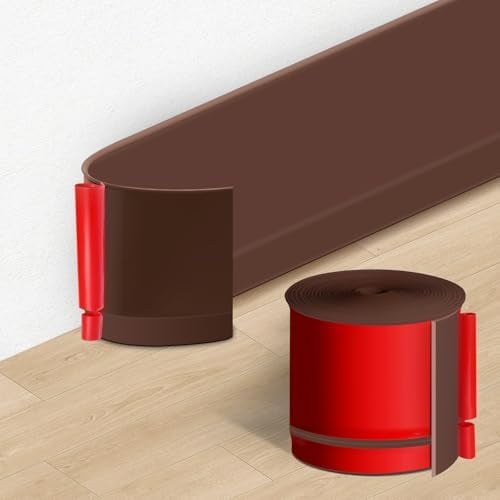 Flexible Baseboard Molding Trim 3 Inch(W) x 20 Feet(L) Self Adhesive Vinyl Wall Base Peel and Stick Cove Base,Rubber Wall Base. (Brown)