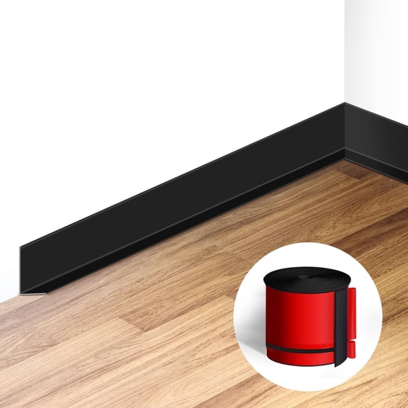 Flexible Baseboard Molding Trim 3 Inch(W) x 40 (L) Self Adhesive Vinyl Wall Base Peel and Stick Cove Base,Rubber Wall Base. (Black)