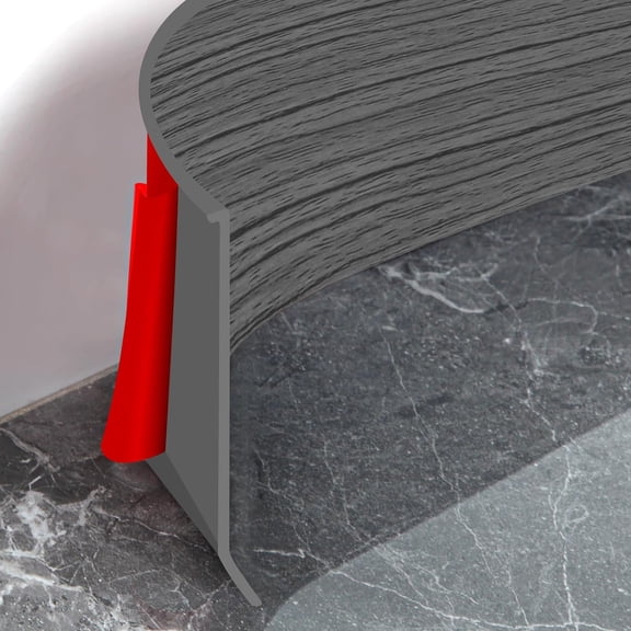 Flexible Baseboard Molding Trim 4 Inch Self-Adhesive Vinyl Wall Base Peel and Stick Cove Base Rubber Wall Baseboard Moulding Trim (20Ft, Deep Gray Wood Grain)
