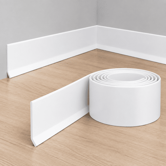 Flexible Baseboard Molding Trim, 4 Inch(W) x 20 Feet(L) Peel and Stick Rubber Wall Trim Molding, Self-Adhesive Vinyl Wall Base Cove Base