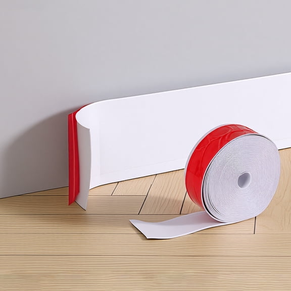 Flexible Baseboard Molding Trim 4 in x 40 Ft, Peel-and-stick Flexible Self-adhesive Rubber Wall Base Trim, Vinyl Baseboards With Grooved Bases, Suitable For Garages, Cabinets, Flooring,White