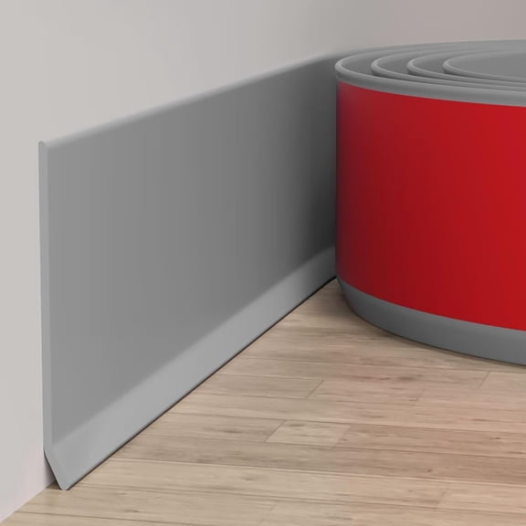 Flexible Baseboard Molding Trim, 6 Inch(W) x 60 Feet(L) Peel and Stick Rubber Wall Trim Molding, Self-Adhesive Vinyl Wall Base Cove Base (Gray)