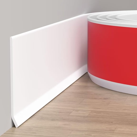 Flexible Baseboard Molding Trim, 6 Inch(W) x 60 Feet(L) Peel and Stick Rubber Wall Trim Molding, Self-Adhesive Vinyl Wall Base Cove Base