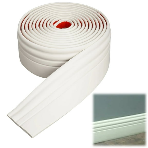 Flexible Baseboard Molding Trim Peel And Stick Adhesive Design Vinyl Wall Base Trim Strips 16.4 Ft X 3.86 In Caulk Floor Chair Rail And More White Sofa protective cover