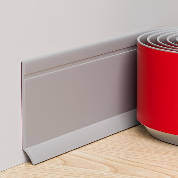 Flexible Baseboard Trim, 6 Inch(H) x 20 Feet(L) Peel and Stick Vinyl Baseboard Molding Trim, Self-Adhesive Wall Base Cove Base