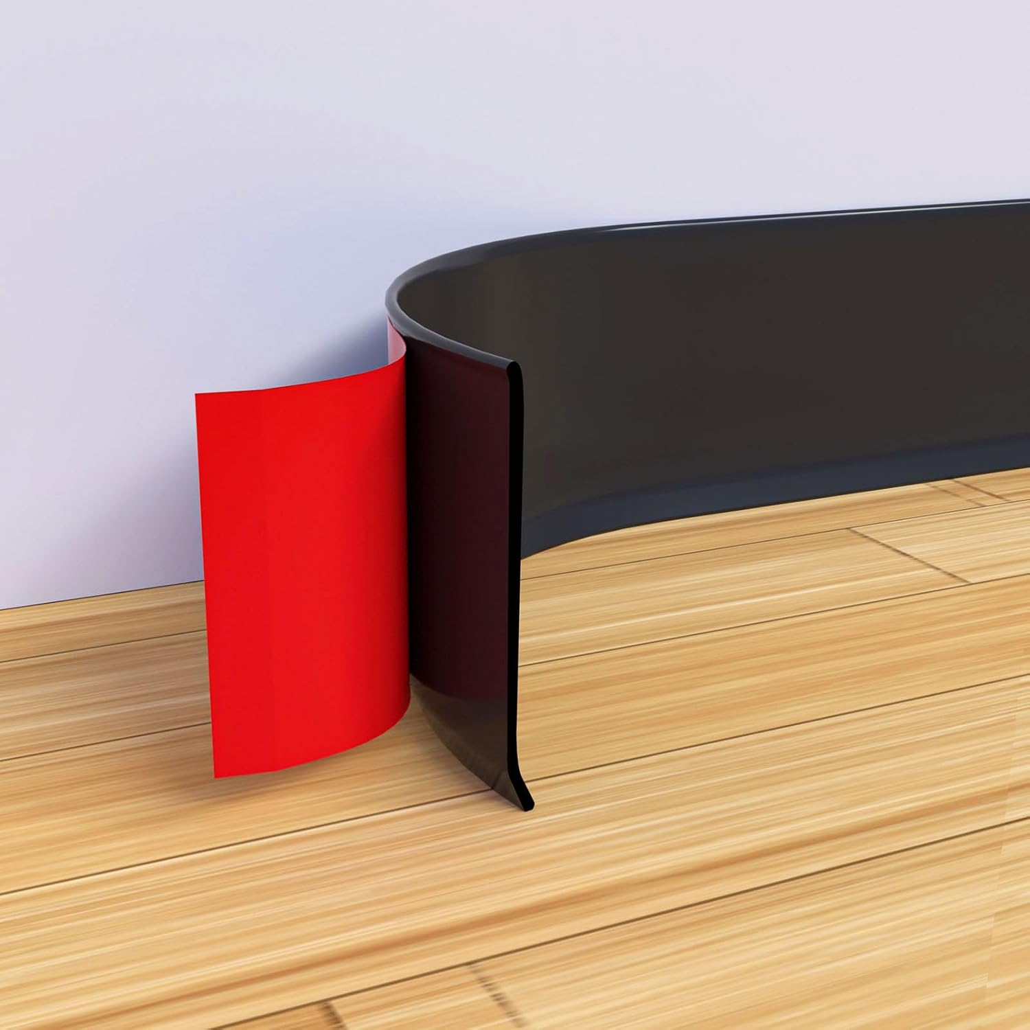 Flexible 4″ X 20′ Self-Adhesive Baseboard Molding Trim – Peel & Stick Vinyl Wall Base, Black, For Smooth Surfaces