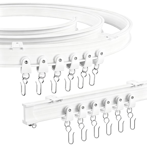 Flexible Bendable Ceiling Curtain Track, 16.4ft (5m) Curtain Track Ceiling Mount, Versatile for Window, RV, Bathroom, White