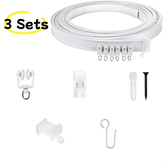 Flexible Bendable Ceiling Curtain Track, 1m (3.28ft), Ceiling Track Ceiling Mount, for Curtain Track with Track Curtain System, RV Curtain Spacer, Curtain Ceiling Track-3pc