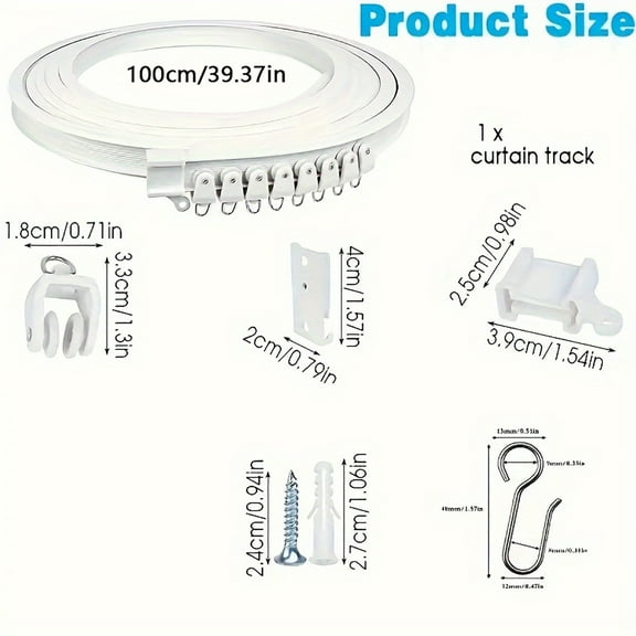 Flexible Bendable Ceiling Curtain Track, 1m (3.28ft), Ceiling Track Ceiling Mount, for Curtain Track with Track Curtain System, RV Curtain Spacer, Curtain Ceiling Track-1pc