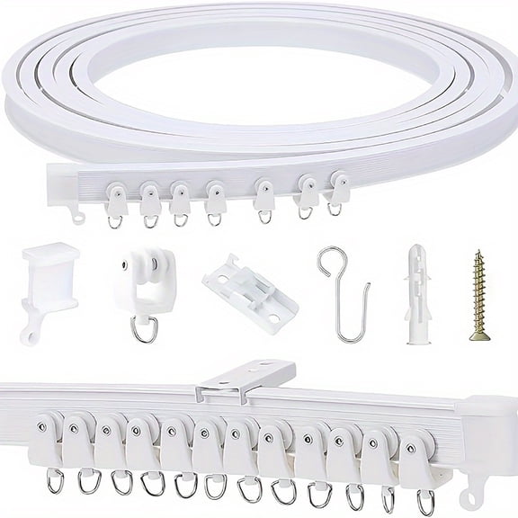 Flexible Bendable Ceiling Curtain Track, 1m (3.28ft), Ceiling Track Ceiling Mount, for Curtain Track with Track Curtain System, RV Curtain Spacer, Curtain Ceiling Track Includes 8 Rollers 3 Brackets