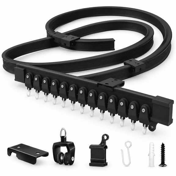 Flexible Bendable Ceiling Curtain Track 22.9 Ft (7 M) Black