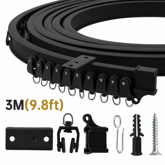 Flexible Bendable Ceiling Curtain Track, 9.8ft (3M) Curved, Mount for Rail with Curtain Tracks System, Room Divider, Curtains Rod, RV Ceiling Track for Curtains