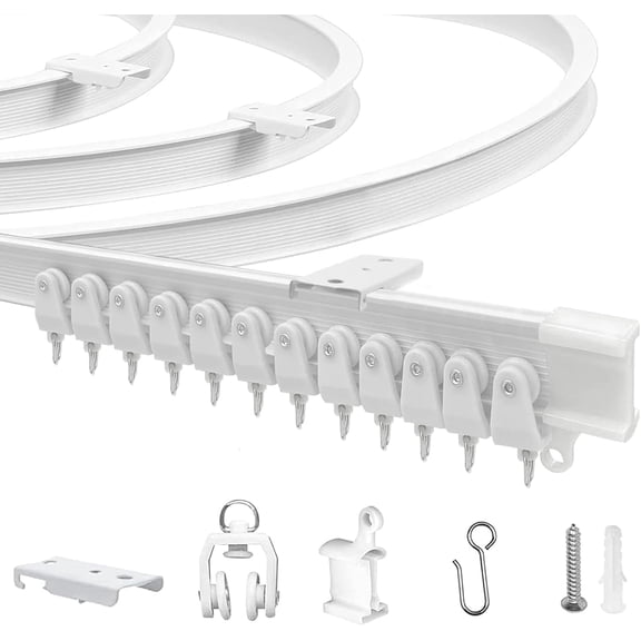 Flexible Bendable Ceiling Curtain Track, 9.8ft (3m) PVC, Metal, Plastic & Stainless Steel, Black, Ceiling Mounted