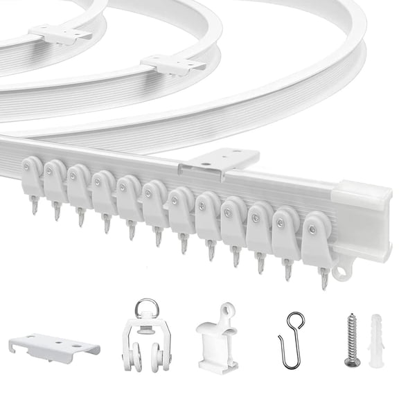 Flexible Bendable Ceiling Curtain Track, 9.8ft (3m) PVC, Metal, Plastic & Stainless Steel, Black, Ceiling Mounted