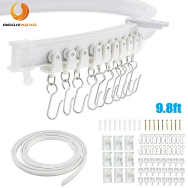 BEAMNOVA Curved Ceiling Curtain Track, 3Meter/9.8Ft Flexible Bendable Mount Curtain Rail System for Room Windows Bathroom Divider