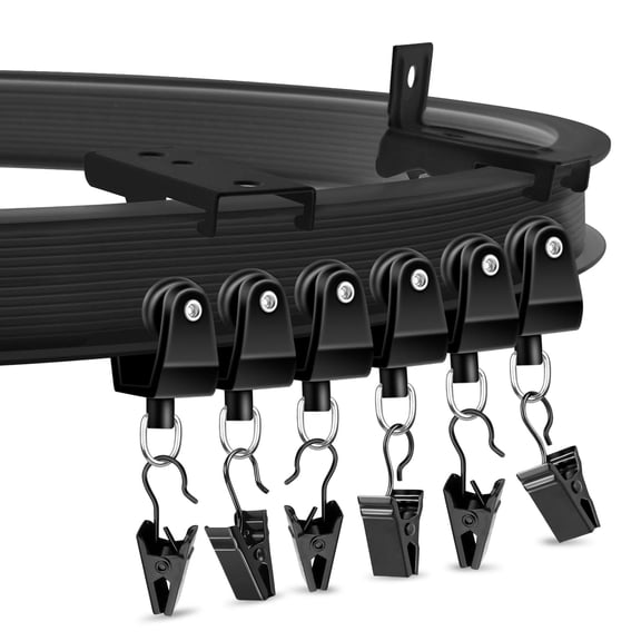 Flexible Bendable Curtain Track Black 10ft Ceiling Wall Mount System for Bay Window Room Divider