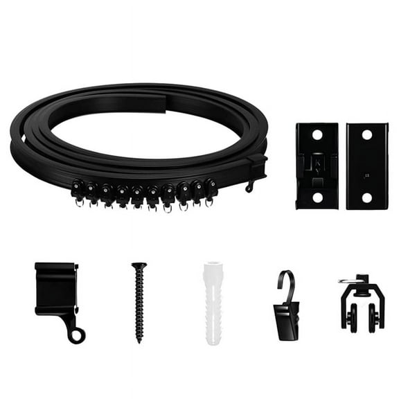 Flexible Bendable Curtain Track, Ceiling Wall Mounted, Black Curved Heavy Duty RV Sliding Curtain Track 3