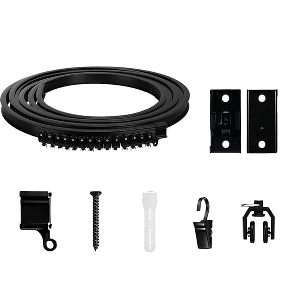 Flexible Bendable Curtain Track, Ceiling Wall Mounted, Black Curved Heavy Duty RV Sliding Curtain Track 5Meter