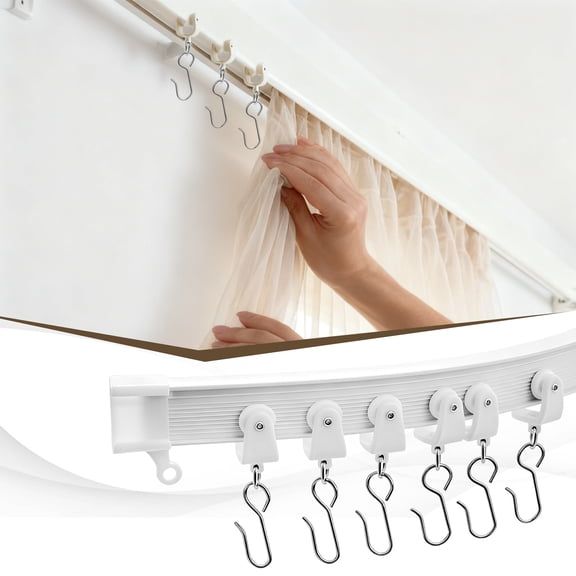 Flexible Bendable Curved Ceiling Curtain Track, 9.8Ft Mountable Rail System, for Room Windows Bathroom Divider Home Decoration